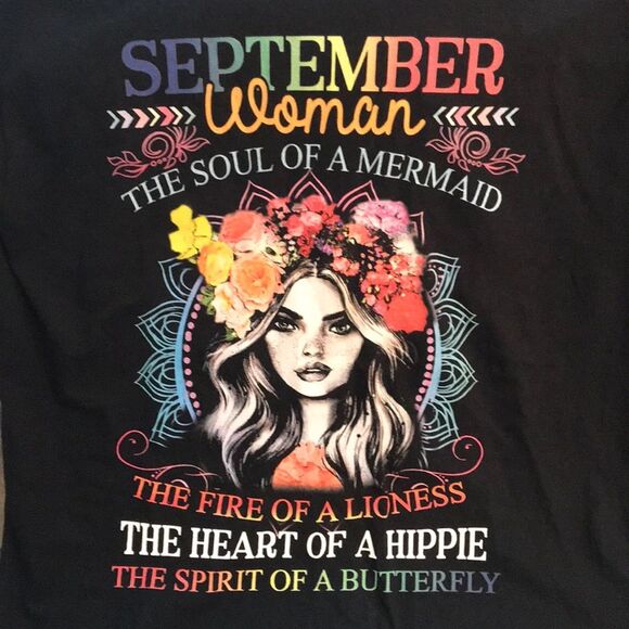 September Woman Bohemian V-Neck Birthday Birth Month Tee Shirt Sz M - Picture 5 of 10